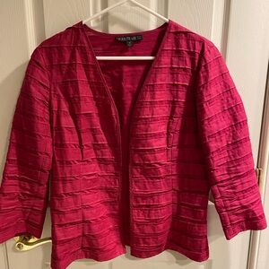Lafayette 148 New York Hot Pink Textured Linen Blazer